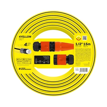 CELLFAST YELLOW locsolótömlő készlet 4 rétegű  1/2 CELLFAST YELLOW locsolótömlő készlet 4 rétegű  1/2