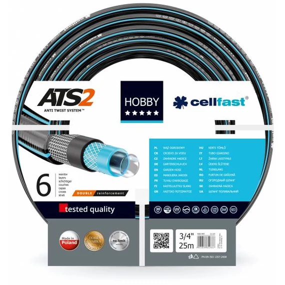 CELLFAST hobby ats csavarodásmentes tömlő 6 rétegű 3/4